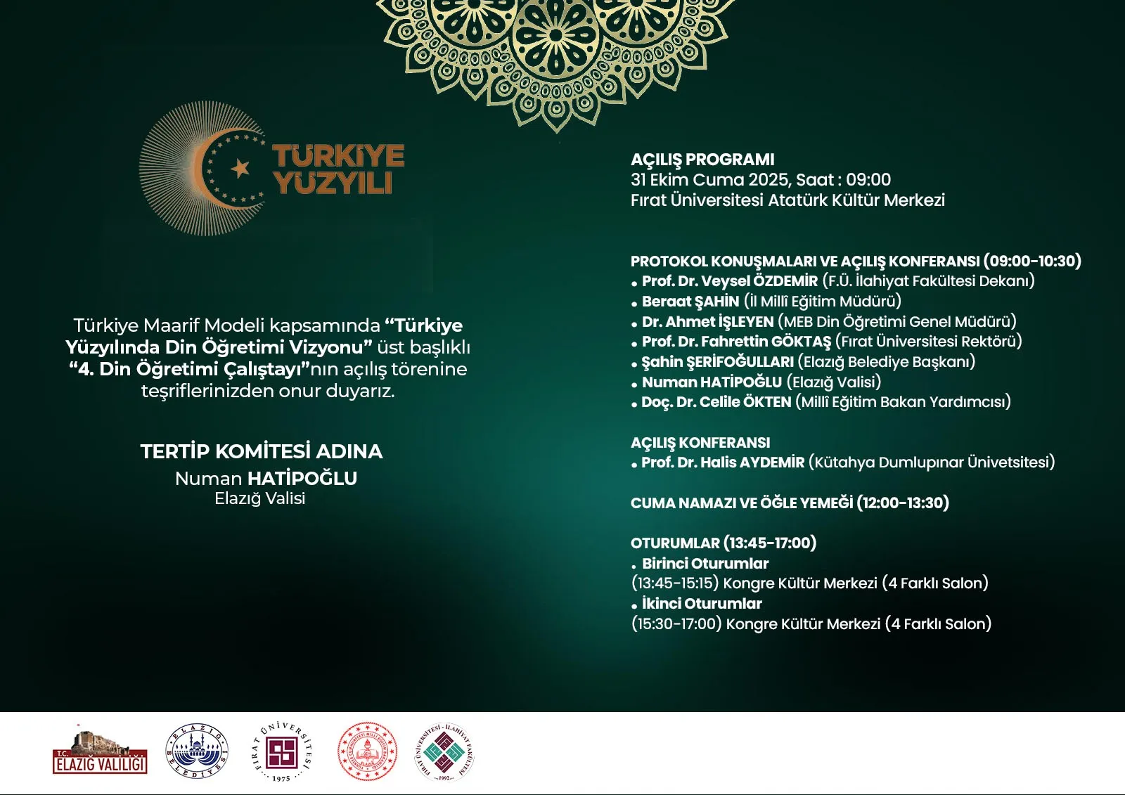 Fırat Üniversitesinde “Türkiye Yüzyılında Din Öğretimi Vizyonu” Çalıştayı Düzenlenecek